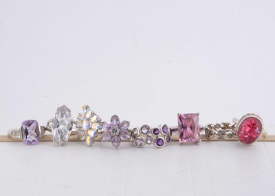 Lot 281 - A collection of silver gem set dress rings