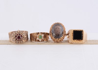 Lot 290 - A collection of 9ct gold gem set rings
