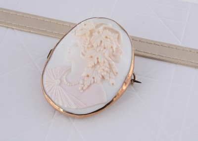 Lot 292 - A shell carved cameo brooch