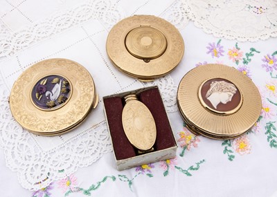 Lot 308 - Three 1950s circular gilt metal Kigu compacts