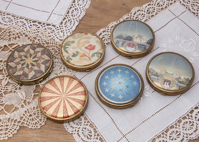 Lot 347 - Six circular 1930s Coty gilt metal compacts