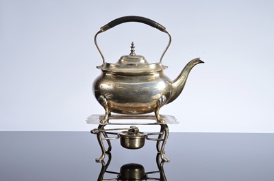 Lot 367 - A George V silver teapot on stand by Walker & Hall
