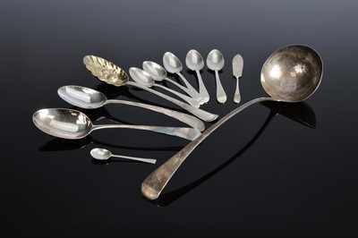 Lot 402 - A collection of George III and Victorian silver flat wear
