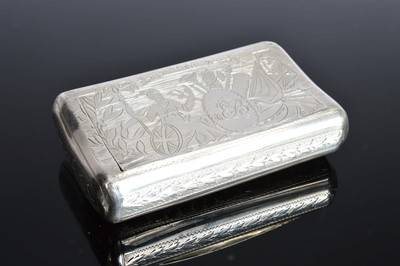 Lot 410 - A late George III silver pocket snuff box by John Laurence & Co