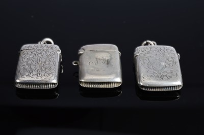 Lot 422 - Three Victorian and later silver small vesta cases