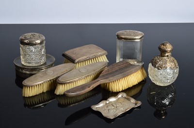 Lot 439 - Nine Victorian and later silver and silver mounted dressing table items