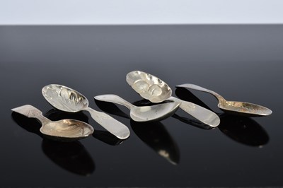 Lot 447 - Five Georgian and later silver tea caddy spoons