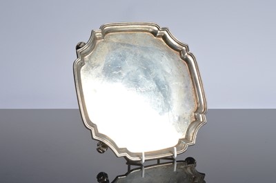 Lot 450 - A George V silver card tray by the Adie Brothers
