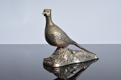 Lot 455 - A modern silver filled model of a pheasant by CS