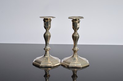 Lot 466 - A pair of George V silver filled candlesticks