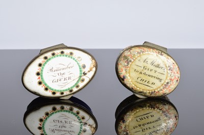 Lot 484 - Two Georgian Bilston enamel patch boxes