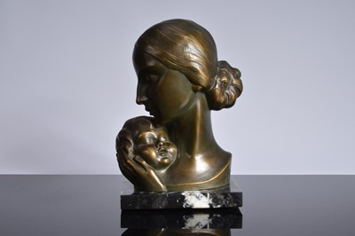 Lot 506 - An Art Deco style bronzed ceramic bust after J. Dommisse