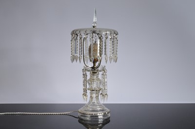 Lot 514 - An Edwardian period cut glass lustre table lamp