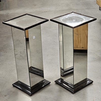 Lot 540 - A pair of c1970s mirrored stands and a pair of modern lamps