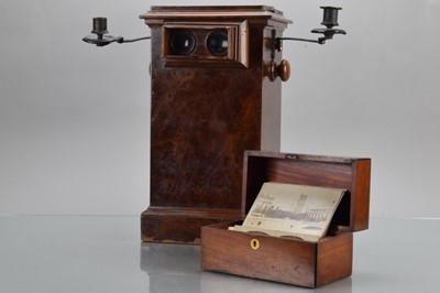 Lot 13 - A Mid 19th Century Burr Walnut Veneer Double Viewer Table Stereoscope