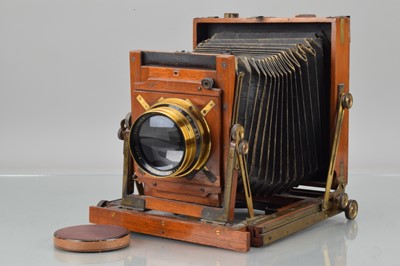 Lot 25 - A W. Butcher & Sons Ltd Half Plate Mahogany & Brass Field Camera