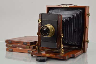 Lot 29 - A J. Lancaster Mahogany & Brass Whole Plate Field Camera