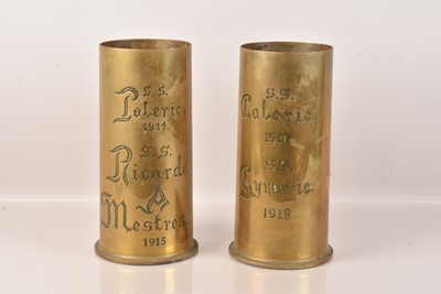 Lot 3 - Two WWI 4.7 Inch Mark V Gun Trench Art Shells