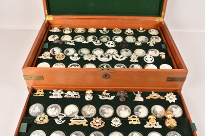 Lot 123 - A Birmingham Mint Great British Regiment Boxed Set of Stirling Medallions and Badges