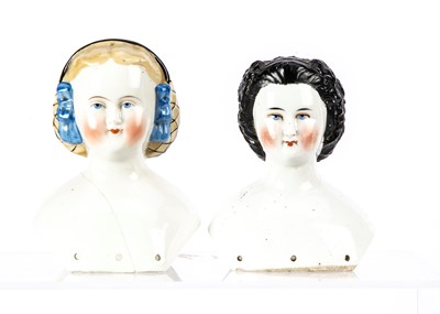 Lot 289 - Two rare china shoulder-head dolls