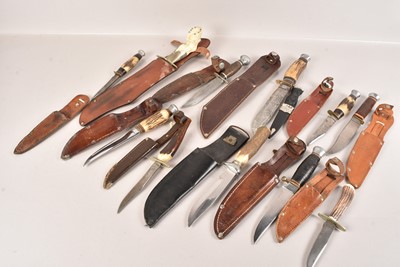 Lot 344 - A collection of antler handled hunting knives