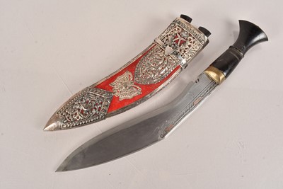 Lot 390 - A Middle Eastern White metal Presentation kukri