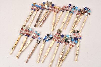 Lot 526 - A collection of 19 Various Turned Bone Lace Maker's Bobbins