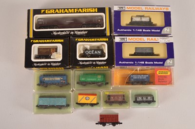 Lot 22 - N Gauge BR Diesel Locomotive and Goods Wagons (13)
