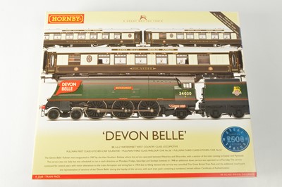 Lot 104 - Hornby 00 Gauge boxed R2568 Devon Belle Train Pack and R4251 Devon Belle Coach Pack (2)