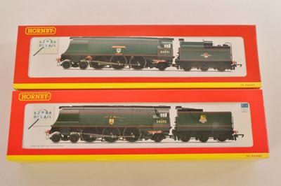 Lot 127 - Pair of Hornby 00 Gauge boxed BR green unrebuilt West Country Class Locomotives and Tenders (2)