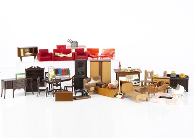 Lot 297 - A quantity of 1950-60s dolls' house furniture