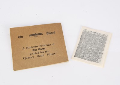 Lot 798 - A rare Queen Mary’s Dolls’ House The Times newspaper circa 1924