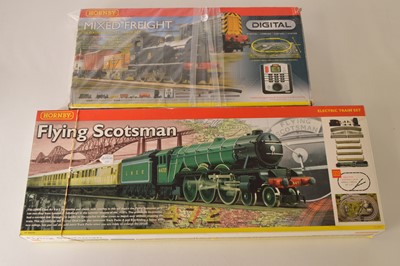 Lot 158 - Hornby 00 Gauge boxed 'Flying Scotsman' and Mixed Freight Train Sets (2)