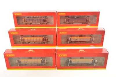 Lot 169 - Hornby 00 Gauge Departmental grey and Transrail blue YGB Seacow Hopper wagons (6)