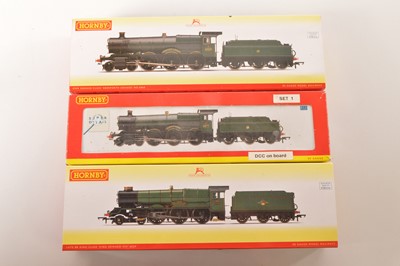 Lot 173 - Hornby 00 Gauge boxed  BR/GWR green Grange and King Class Locomotives and Tenders all with decoders fitted (3)