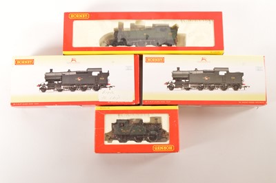 Lot 177 - Hornby 00 Gauge boxed small and large GWR and BR green and black Tank Locomotives all with decoders fitted (4)