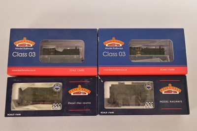 Lot 196 - Bachmann boxed 00 Gauge BR green Class 03 and 08 Diesel Shunters (4)