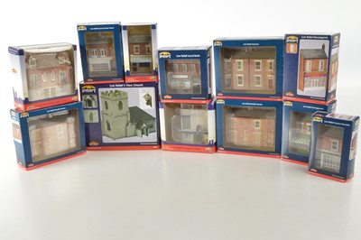 Lot 208 - Bachmann Scenecraft boxed 00 Gauge Low Relief Town Shops Houses (12)