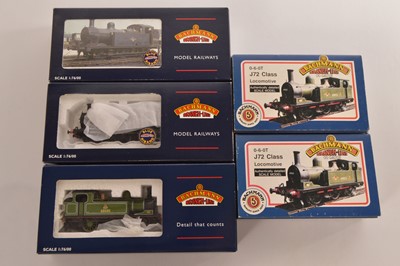 Lot 239 - Bachmann boxed 00 Gauge BR black and green Class J72 and 3f Jinty 0-6-0 Tank Locomotives (5)