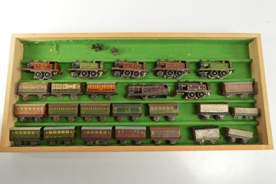 Lot 412 - Bing Table Top Railway 00 Gauge electric Locomotives and Continental outline Coaches and some UK Rolling stock for spares (25)