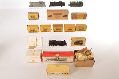 Lot 419 - Pre-Tri-ang 00 Gauge boxed BR black clockwork Trackmaster Pyramid Toys  0-6-2T and seven Wagons and Rovex Princess Tender and Gaiety and Stewart Reidpath Pannier Tanks and 0-6-2 Locos and bodies (18)
