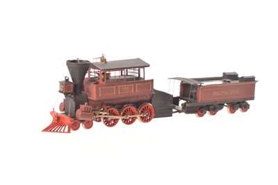 Lot 550 - D A Bocking Wilham (1968) scratchbuilt painted metal HO Gauge Baltimore and Ohio lined maroon High Cab 4-6-0 with cowcatchers and 8-wheel bogie Tender NO 159