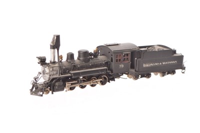Lot 553 - Westside Model Co built by Micro Cast Mizuno Japan painted Brass HOn3 Gauge Colorado and Southern black 2-8-0 No 76 Locomotive and 8-wheel bogie tender