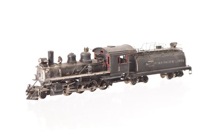 Lot 555 - Westside Model Co built by Micro Cast Mizuno Japan painted Brass HOn3 Gauge  Southern Pacific Line weathered black 2-8-0 No 1 Locomotive and 8-wheel bogie tank style tender