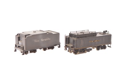 Lot 558 - Two Japanese made and painted Brass HO Gauge  8-wheel bogie tenders (2)