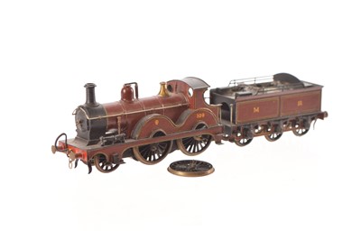 Lot 568 - EM Gauge scratchbuilt Midland Railway maroon Johnson 2-4-0  No 109 Locomotive and Tender