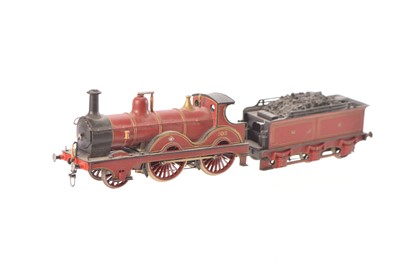 Lot 569 - EM Gauge scratchbuilt Midland Railway maroon Johnson 2-4-0  No 102 Locomotive and Tender