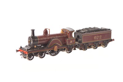 Lot 571 - 00 Gauge Lawrence Scale Models K's Kit (circa 1998) Midland maroon Johnson 'Spinner' 4-2-2 672 Locomotive and Tender
