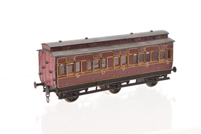 Lot 599 - K's kitbuilt 00 Gauge Midland Railway maroon 6-wheel 3rd Class Clerestory Coach