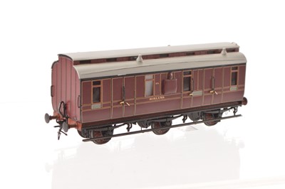 Lot 602 - Lawrence and Goddard 14/4/89 DC Models kitbuilt 00 Gauge Midland Railway maroon 6 -wheel Brake/3rd Class Clerestory  Coach